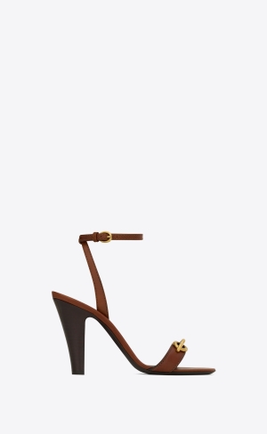 YSL Le Maillon Sandals In Smooth Leder Caramel | 37618-YFWP