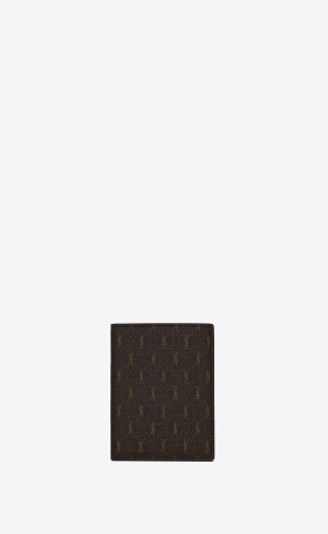 YSL Le Monogramme Credit Card Wallet In Cassandre Canvas And Smooth Leder Braun | 58726-SGPI