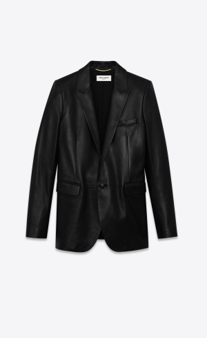 YSL Leder Suit Jacket Schwarz | 13859-QLNW