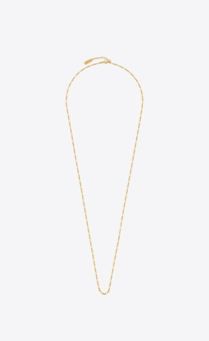 YSL Long Parallel Figaro Chain Necklace In Metal Gold | 28417-DTJR