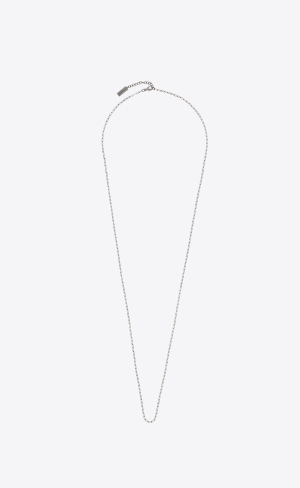 YSL Long Rectangular Chain Necklace In Metal Silber | 14380-JUKX