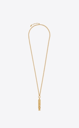 YSL Long Whistle Charm Necklace In Metal Gold | 16945-YAOR