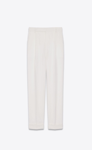 YSL Loose-fit Pants In Grain De Poudre Chalk | 94310-ILCB