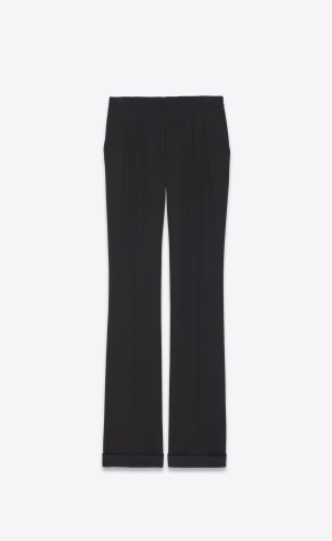 YSL Loose-fit Pants In Grain De Poudre Noir | 86542-LGCT