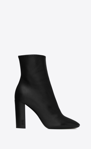 YSL Lou Ankle Boots In Leder Schwarz | 71253-HVZE