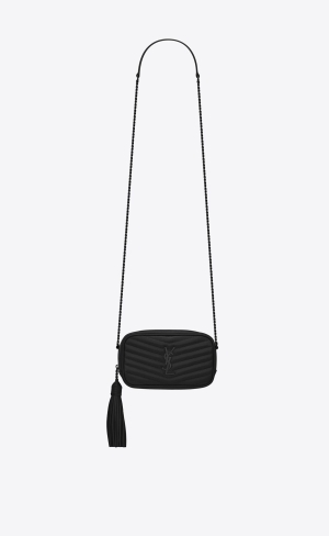 YSL Lou Mini Bag In Gesteppt Grain De Poudre Embossed Leder Schwarz | 62853-OJAX