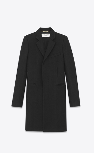 YSL Masculine Wolle Coat Schwarz | 97802-MJBP