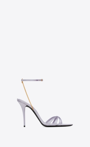 YSL Melody Sandals In Crepe Satin Soft Lila | 08237-ODPU