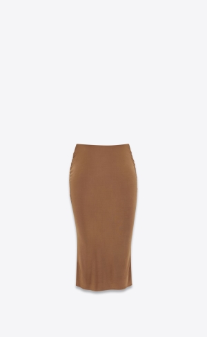 YSL Midi Skirt In Shiny Jersery Terre | 46352-EWZK