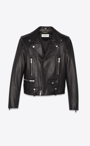 YSL Motorcycle Jacket In Lambskin Schwarz | 37482-VRSZ