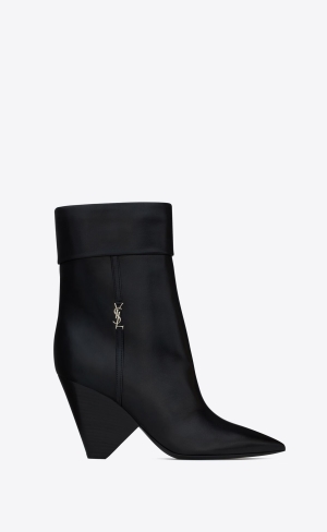 YSL Niki Booties In Smooth Leder Schwarz | 07934-DHQM