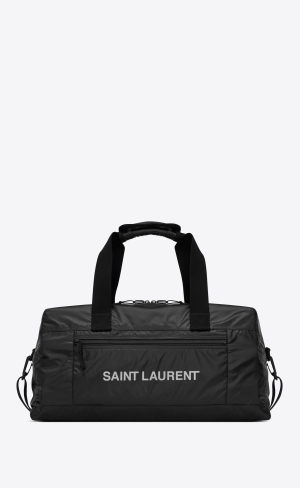 YSL Nuxx Duffle In Nylon Schwarz Platin | 07132-EIDB