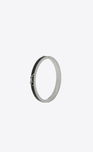 YSL Opyum Bracelet In Vegetable-tanned Leder And Metal Schwarz | 68023-UBKP