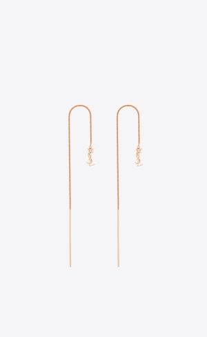 YSL Opyum Long Threader Earrings In Metal Rosa Gold | 98452-NDKH