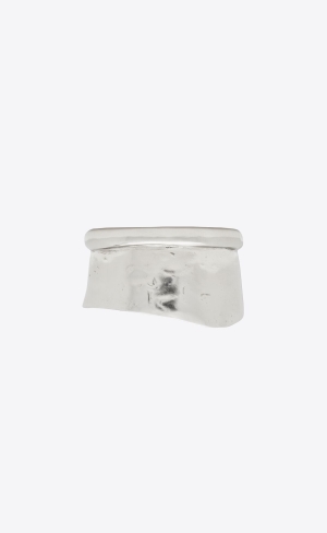 YSL Organic Wave Cuff Bracelet In Metal Silber | 79583-FNSE