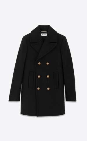 YSL Peacoat In Wolle Schwarz | 93148-RUZT