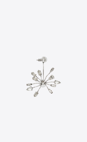 YSL Rhinestone Blossom Earring In Metal Silber | 98024-WPQN