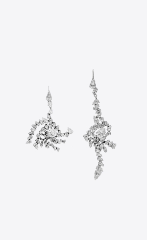 YSL Rhinestone Spiral Earrings In Metal Silber | 87632-VTWG