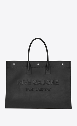 YSL Rive Gauche Large Tote Bag In Smooth Leder Schwarz | 49385-VFBI