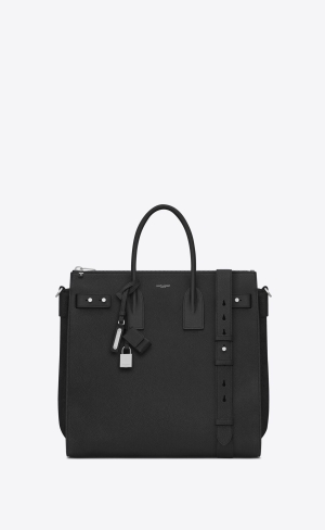 YSL Sac De Jour North/South In Grained Leder Schwarz | 38729-MBUO