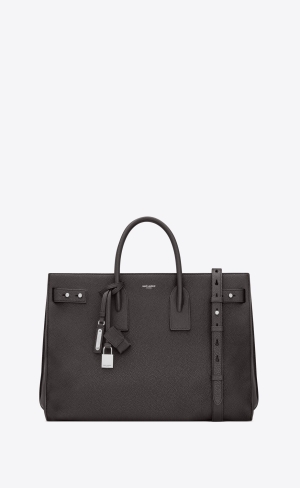 YSL Sac De Jour Thin Large In Grained Leder Storm | 89143-DGVP