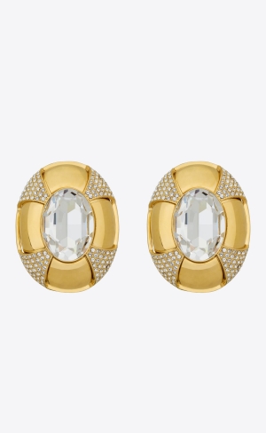 YSL Saharienne Earrings In Metal And Rhinestones Gold | 96183-PIXN