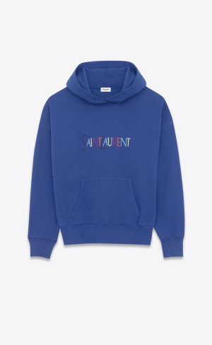 YSL Saint Laurent Hoodie Bleu Et Multicolore | 35086-SLWK