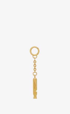 YSL Saint Laurent Metal Whistle Keyring Gold | 16274-FNXY