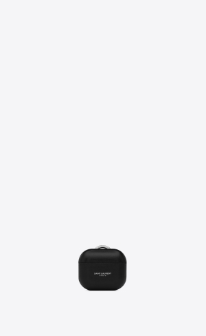 YSL Saint Laurent Paris Airpods 3 Holder In Smooth Leder Schwarz | 87295-IQVE