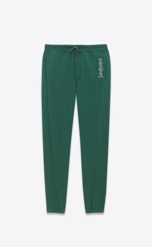 YSL Saint Laurent Sweatpants In Fleece Vert Et Naturel | 79512-XQCY