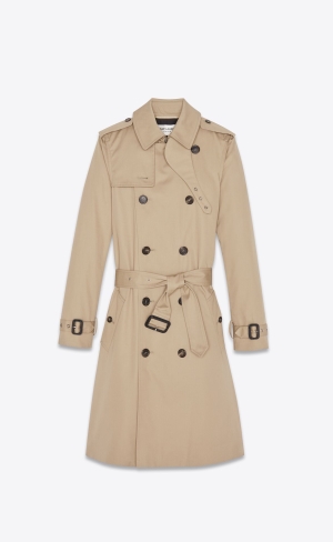 YSL Saint Laurent Trench Coat In Gabardine Braun | 46823-DUTV