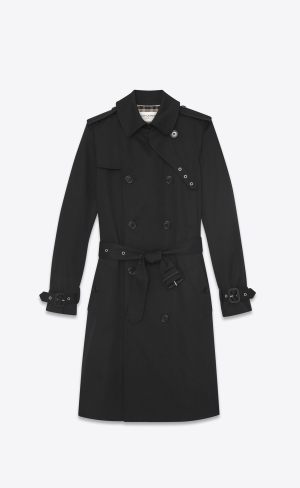 YSL Saint Laurent Trench Coat In Gabardine Schwarz | 71645-HTBX