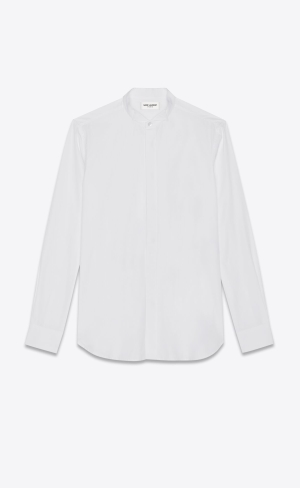 YSL Shirt In Baumwoll Poplin Weiß | 36481-SKCU