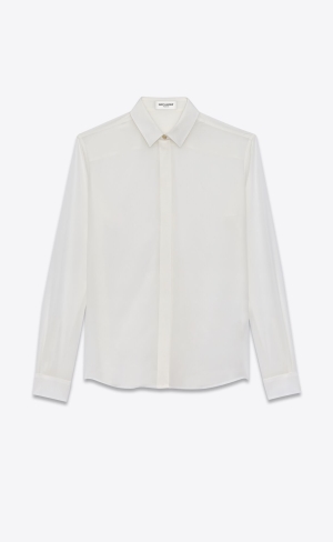 YSL Shirt In Silk Crêpe Weiß | 96472-AGPB