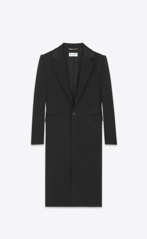 YSL Single-breasted Coat In Crepe Satin Schwarz | 62915-HNGB