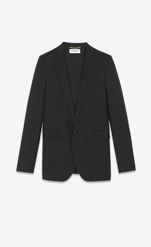 YSL Single-breasted Jacket In Gabardine Saint Laurent Schwarz | 74569-IGRL