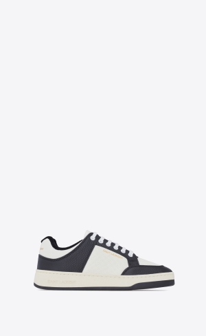 YSL Sl/61 Low-top Sneakers In Smooth And Grained Leder Weiß Schwarz | 59047-RDYV