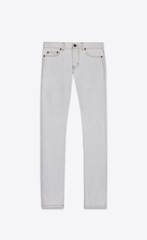 YSL Slim-fit Jeans Grau Weiß | 40982-QYVU