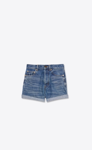 YSL Slim-fit Shorts Dunkelblau | 72893-ENRM