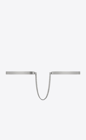 YSL Small Double Handcuff Bracelets In Metal Palladium | 42683-PXJE