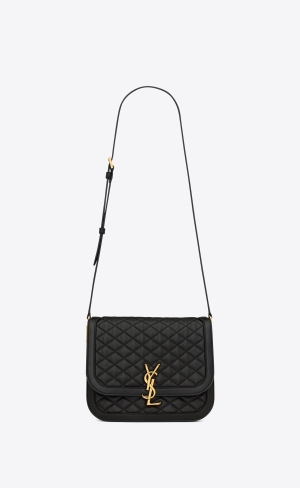 YSL Solferino Medium Supple Satchel In Gesteppt Lambskin Schwarz | 45820-DXWR