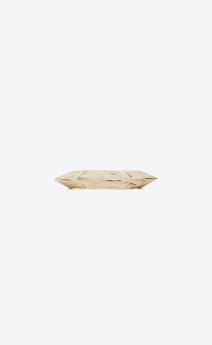 YSL Spinning Top Elastic Bangle In Resin, Wood And Metal Silber Weiß Braun | 46901-GEWV