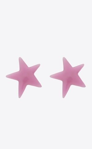 YSL Star Earrings In Metal And Resin Gold Rosa | 57420-LPFV