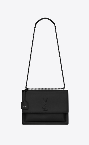 YSL Sunset Large Chain Bag In Smooth Leder Noir | 02165-DNFW