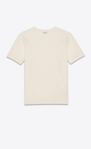 YSL T-shirt In Baumwoll Beige | 07826-OVJF