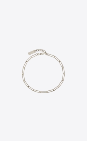 YSL Textured Rectangular Chain Bracelet In Metal Silber | 61254-JRQL