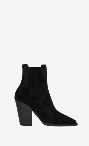 YSL Theo Chelsea Boots In Wildleder Schwarz | 61095-GCDE