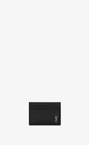 YSL Tiny Cassandre Card Case In Matte Leder Schwarz | 15948-ZIDT