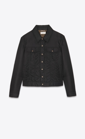 YSL Trucker Jacket In Nylon Noir | 01674-KFNV