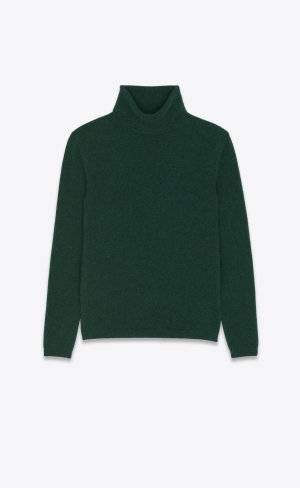 YSL Turtleneck Pullover In Cashmere Vert Fonce | 71845-LAJK